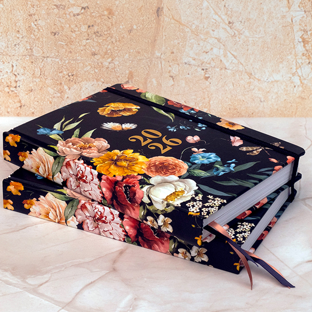 The Art Loom Black Floral Garden 2026 Annual Planner