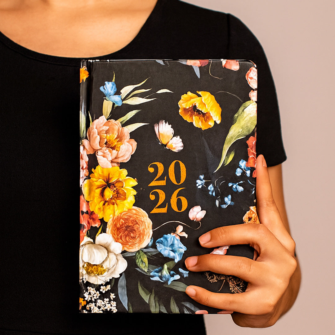 The Art Loom Black Floral Garden 2026 Annual Planner