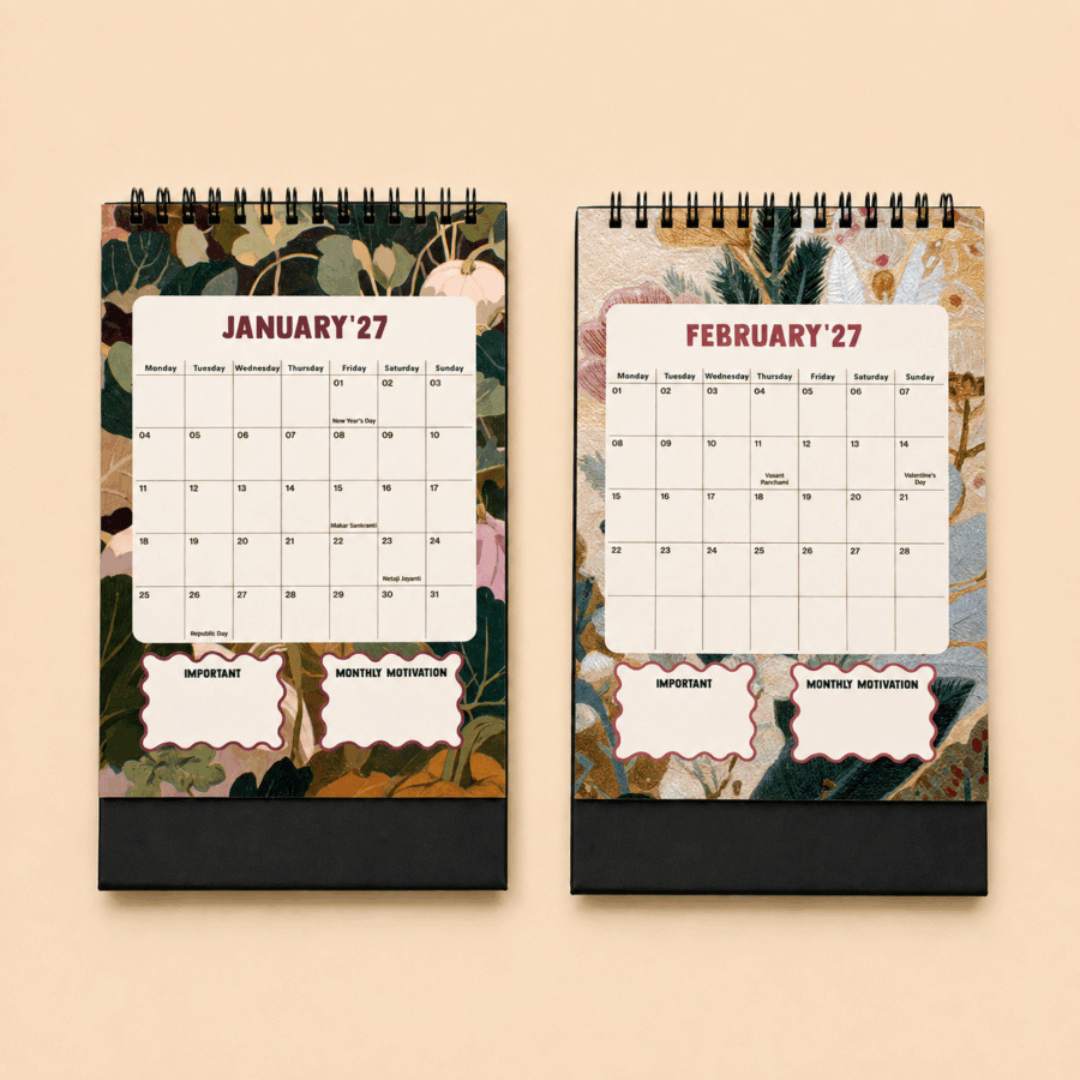 The Art Loom Vintage Floral 2027 Desk Calendar