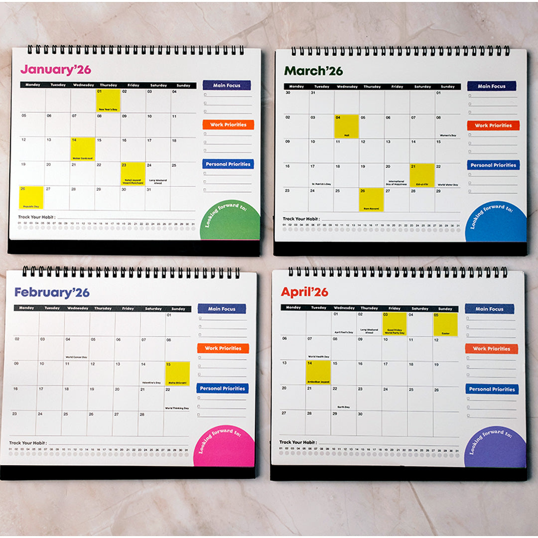 The Art Loom Colorful Year 2026 Calendar