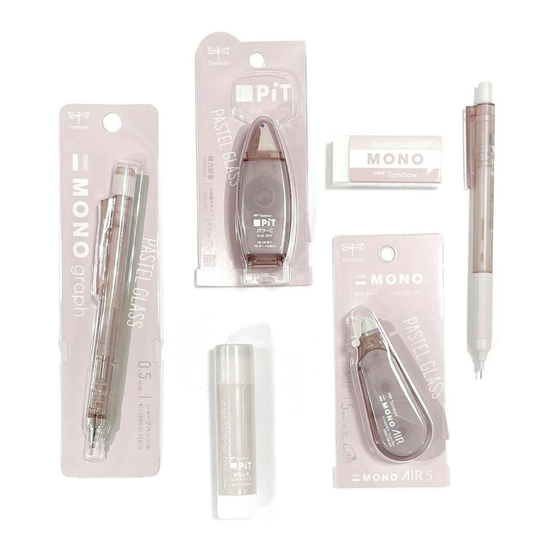 Tombow MONO PiT Stationery Set Pastel Glass  6-piece Set