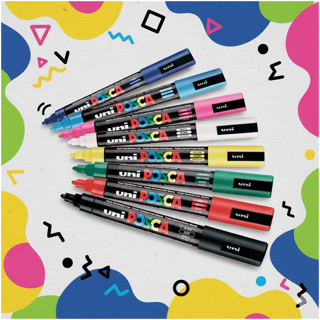 Uni-Ball Posca Water-Based Paint Marker Set- PC-3M 0.9-1.3MM