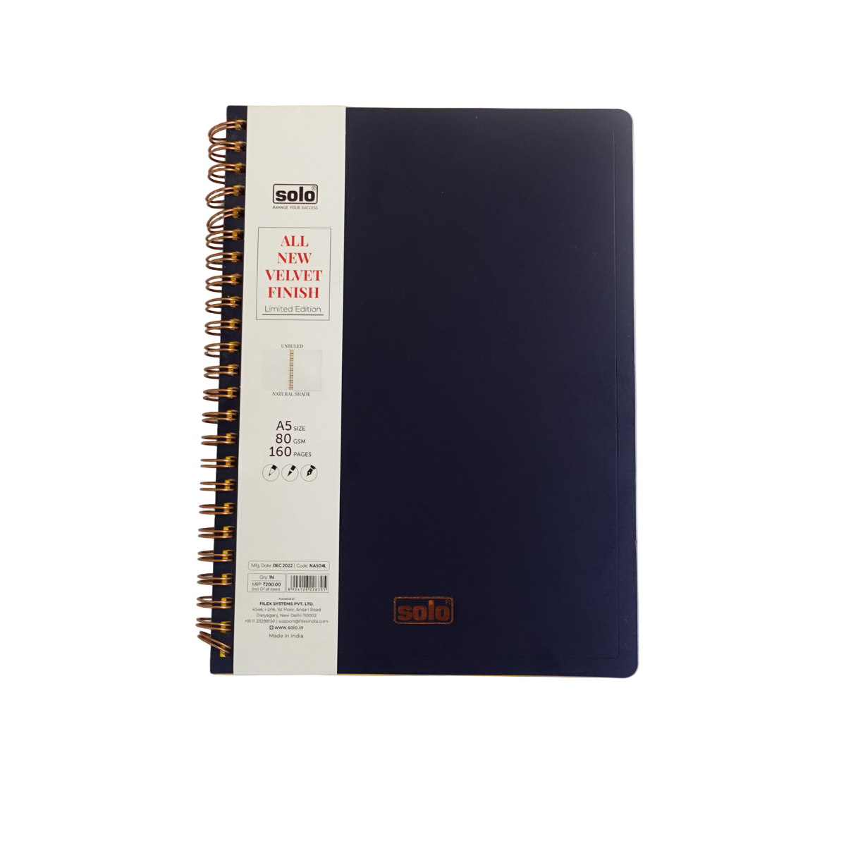 Solo Unruled Wiro Notebook