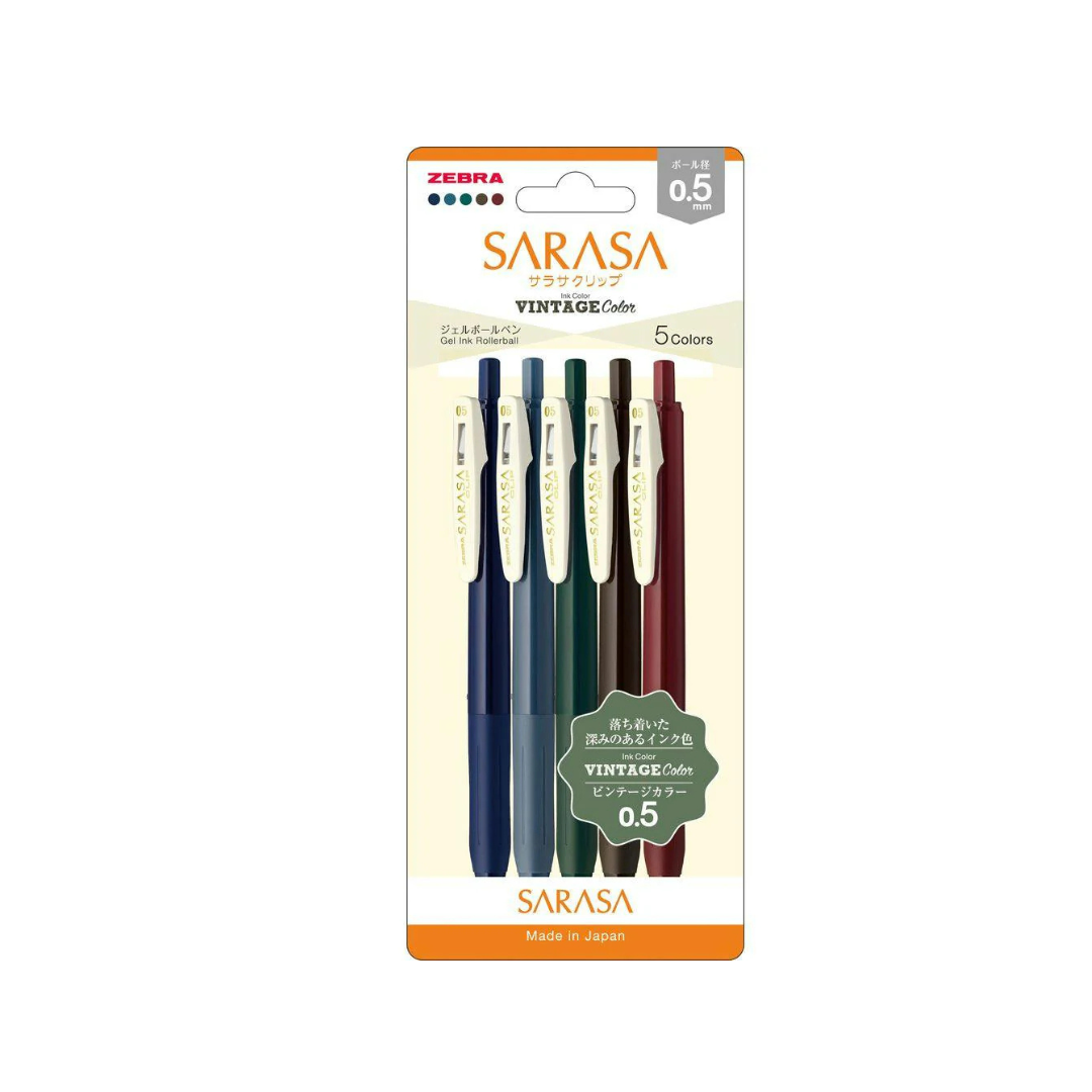 Zebra Sarasa Clip Vintage Gel Pen Set