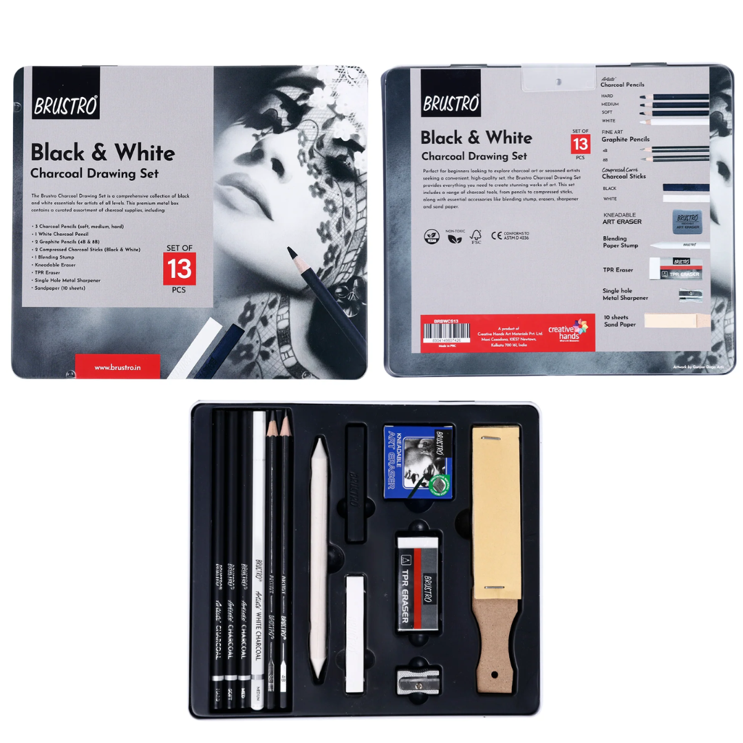 Brustro Black & White Charcoal Drawing Set