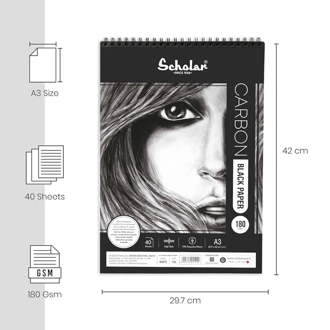 Scholar Carbon Sketch Pad Black Paper