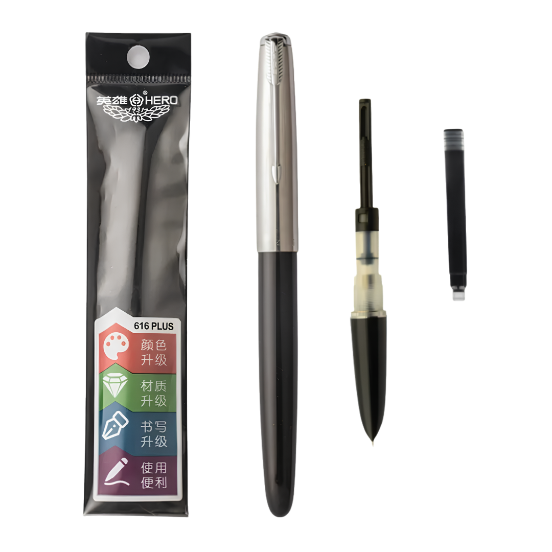 Hero 616 Plus F Fountain Pen Silver Cap