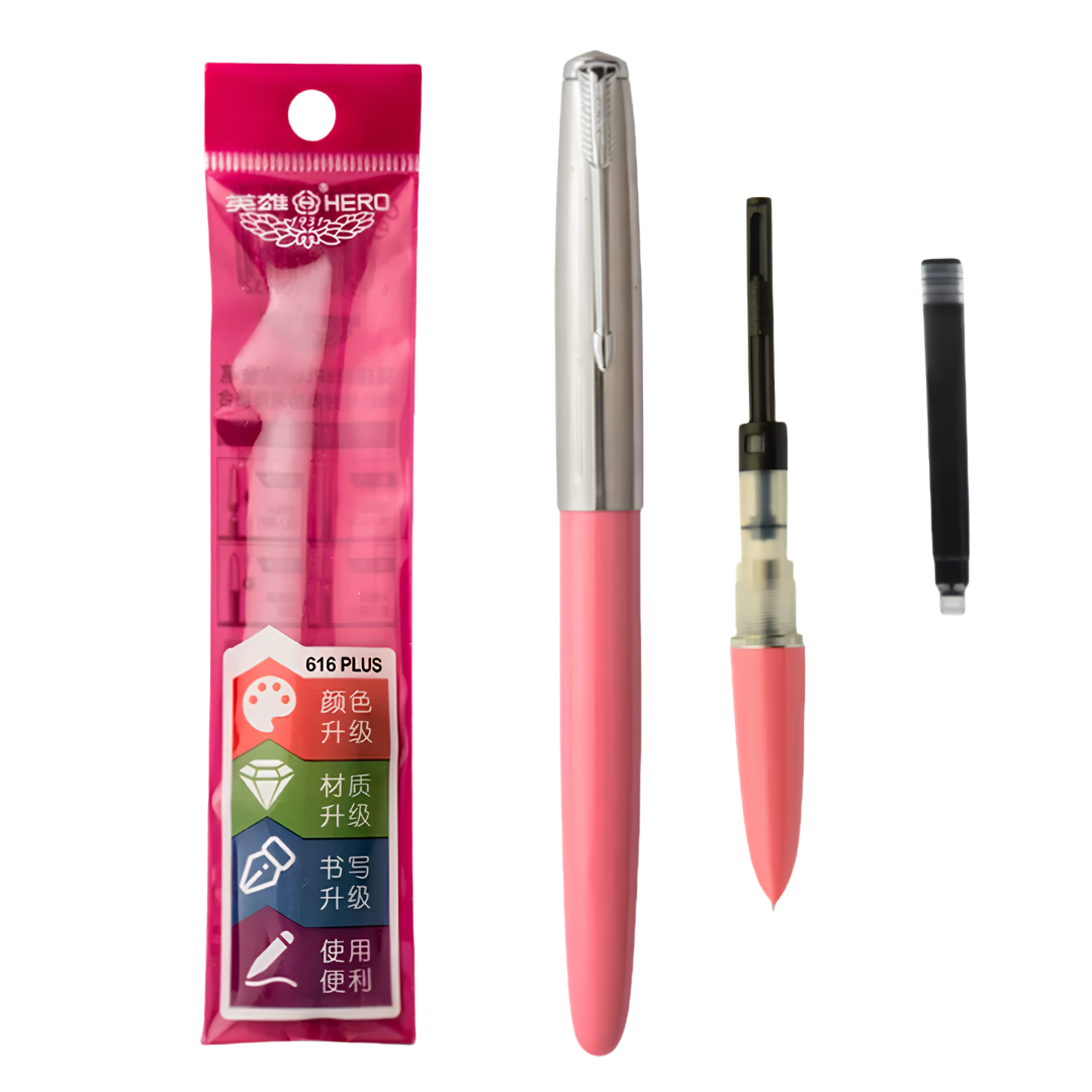 Hero 616 Plus F Fountain Pen Silver Cap
