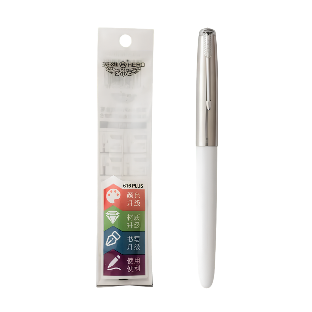 Hero 616 Plus F Fountain Pen Silver Cap
