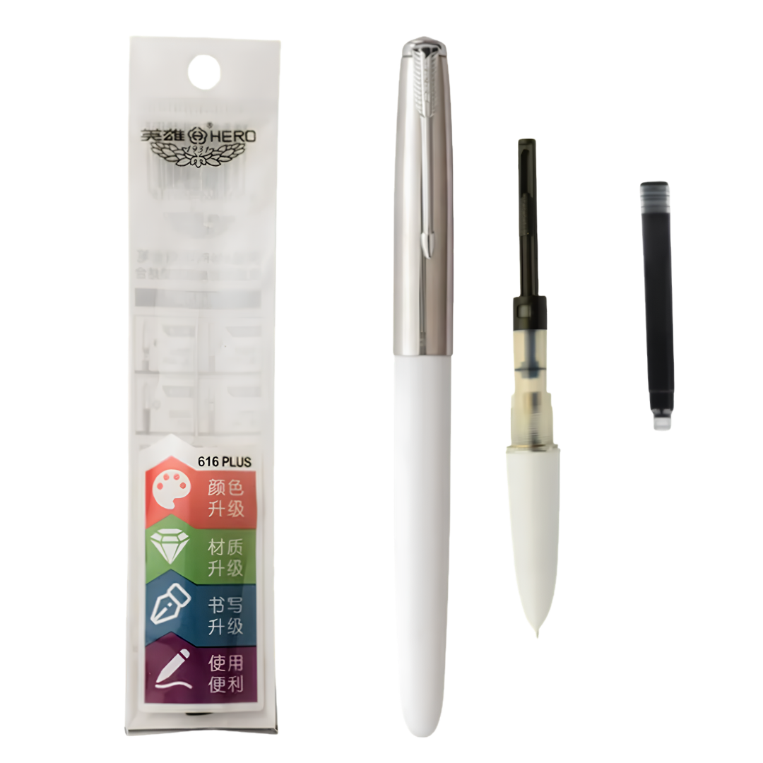Hero 616 Plus F Fountain Pen Silver Cap
