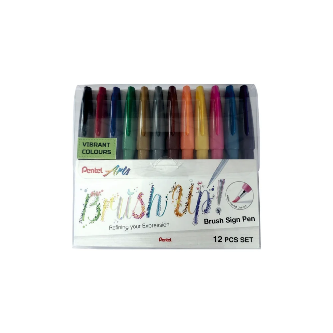 Pentel Brush Sign Pen Set -12
