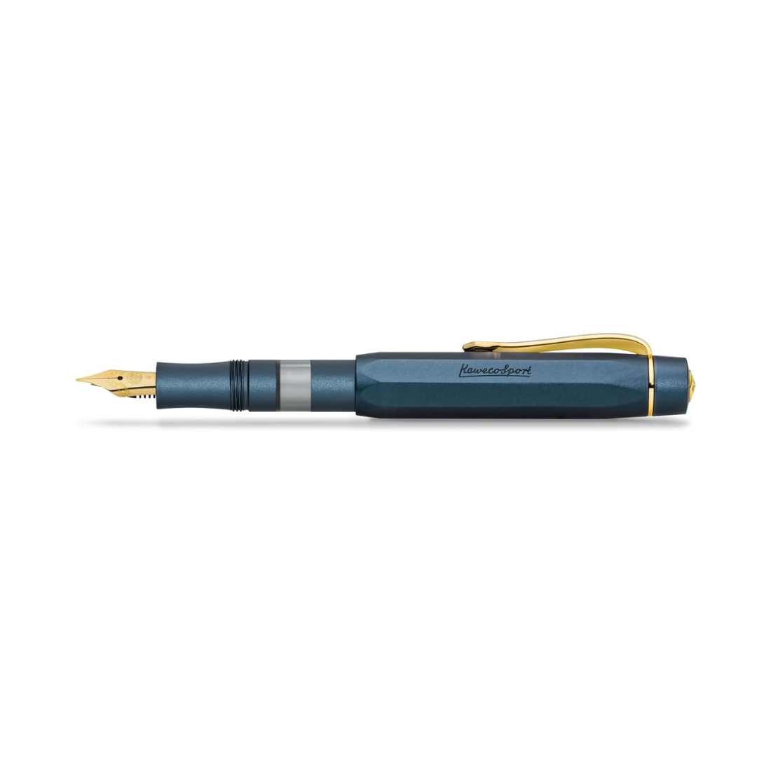 Kaweco Piston Port AL Navy/Gold Starter Fountain Pen Set