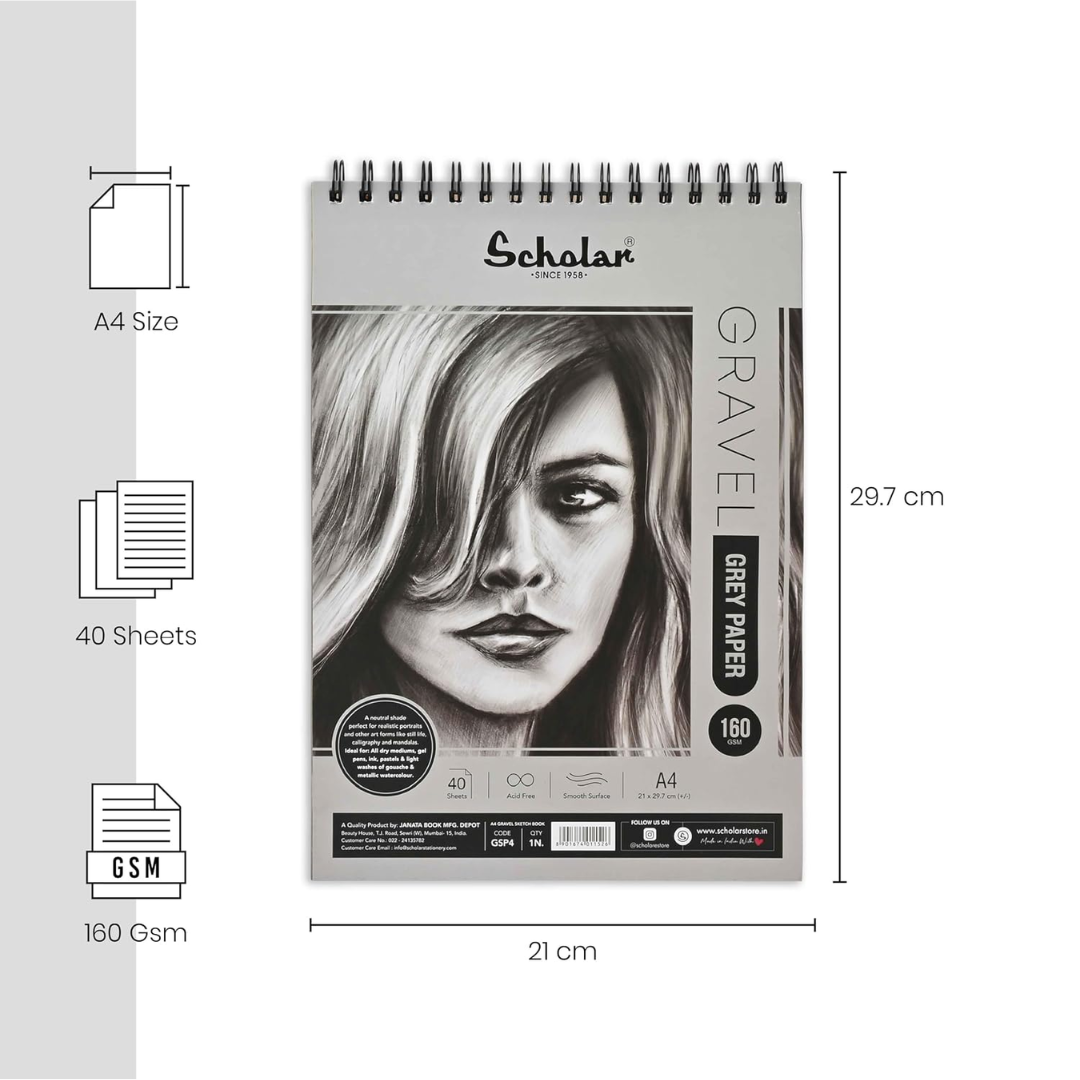 Scholar A4 Gravel Grey Paper Sketch Pad