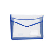 Worldone Flexi Document Case Button Folder Transparent Blue - Pack of 2