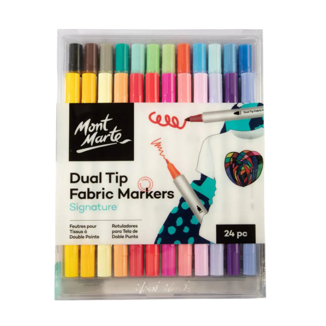 Mont Marte Dual Tip Fabric Markers Signature - 24pc&12pc