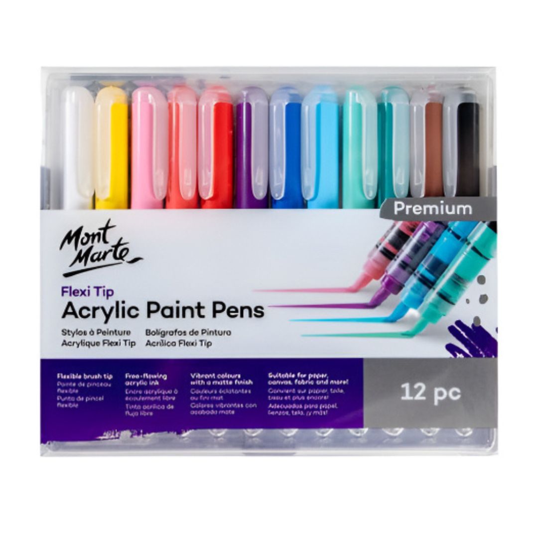 Mont Marte Flexi Tip Acrylic Paint Pens Premium - 12pc