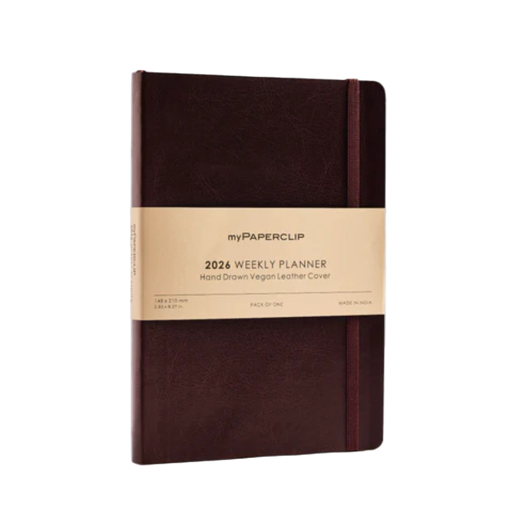 Mypaperclip 2026 Leather Cover Weekly Planner