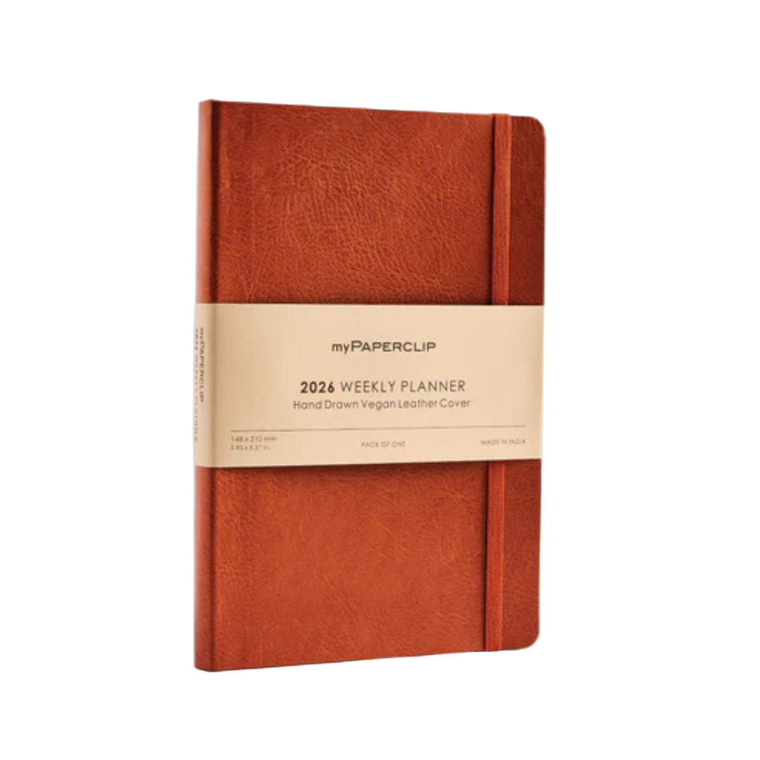 Mypaperclip 2026 Leather Cover Weekly Planner