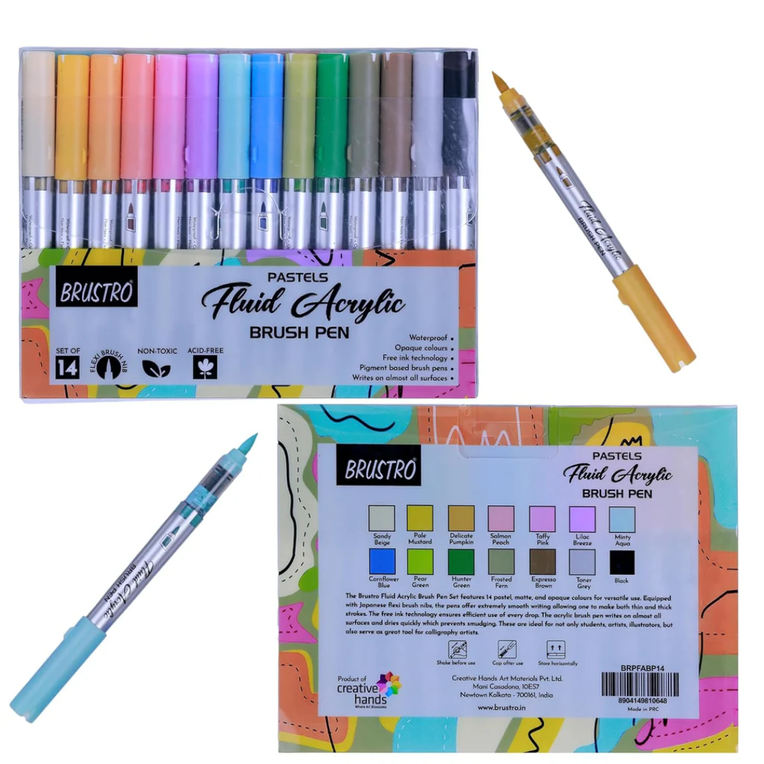 Brustro Pastels Fluid Acrylic Brush Pen Set