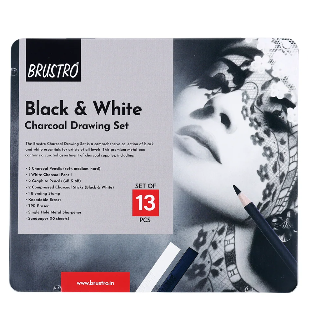 Brustro Black & White Charcoal Drawing Set