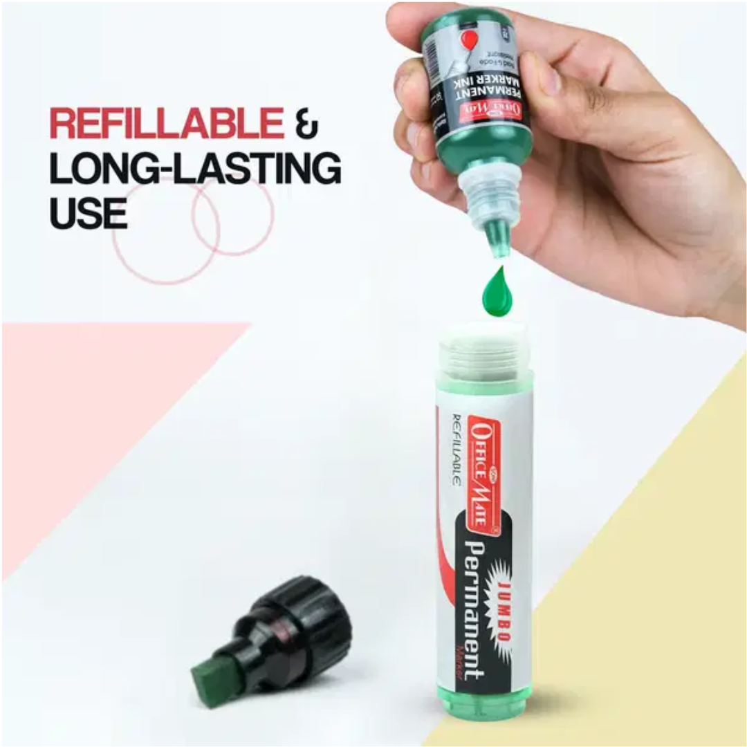 Soni Officemate Refillable Jambo Permanent Marker & Ink Set