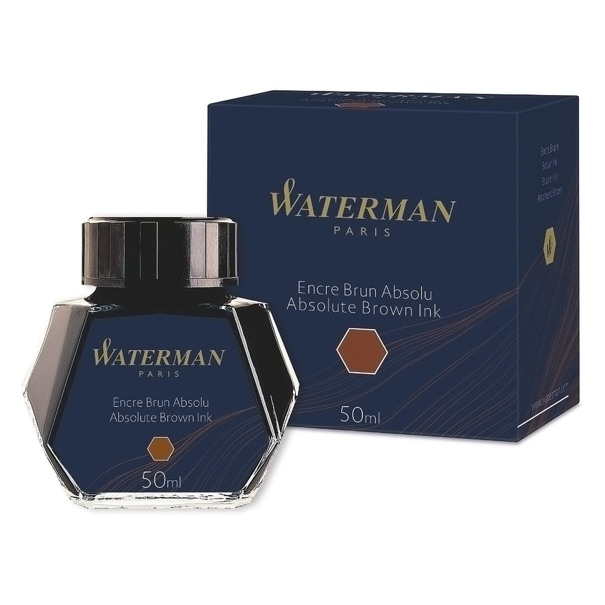 Waterman Ink Bottle (Mysterious Blue - 50 ML) 9000005334. A unique 50 ml ink bottle comes with multi-faceted 9 sides which help you to grasp every remaining drop of ink. Genuine Waterman Ink, France. Onlinemantra.in