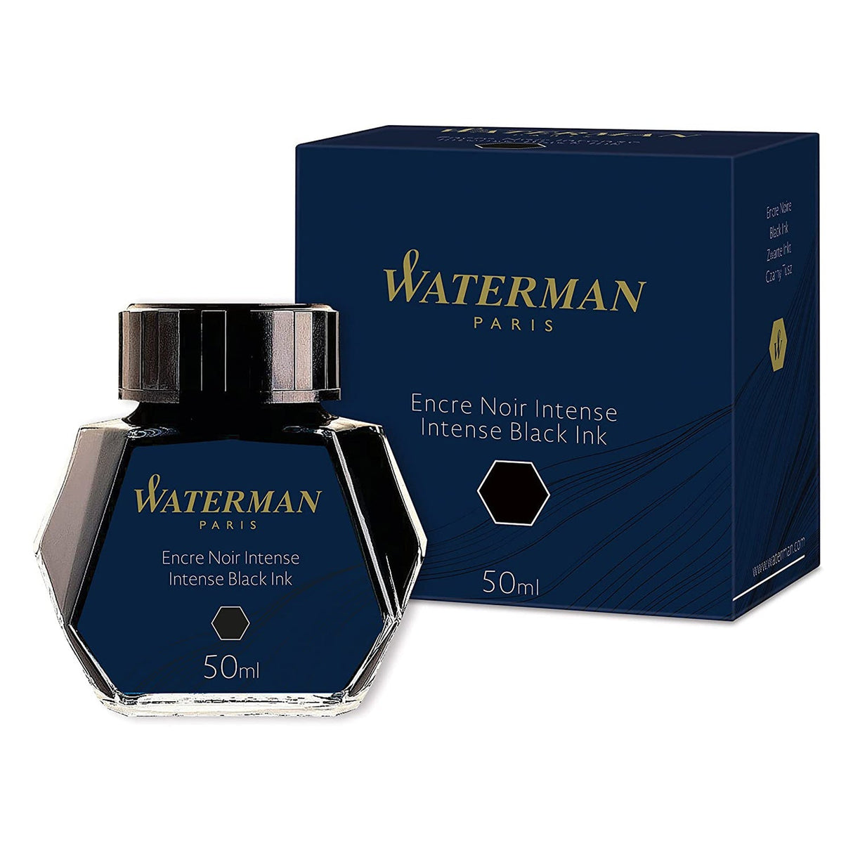 Waterman Ink Bottle (Mysterious Blue - 50 ML) 9000005334. A unique 50 ml ink bottle comes with multi-faceted 9 sides which help you to grasp every remaining drop of ink. Genuine Waterman Ink, France. Onlinemantra.in