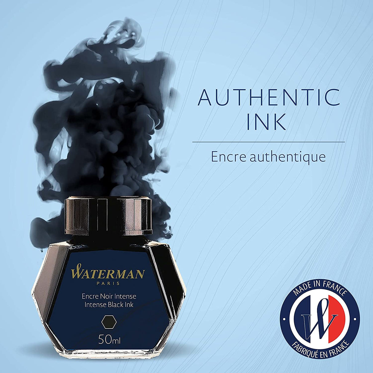 Waterman Ink Bottle (Mysterious Blue - 50 ML) 9000005334. A unique 50 ml ink bottle comes with multi-faceted 9 sides which help you to grasp every remaining drop of ink. Genuine Waterman Ink, France. Onlinemantra.in