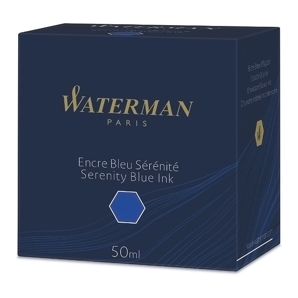 Waterman Ink Bottle (Mysterious Blue - 50 ML) 9000005334. A unique 50 ml ink bottle comes with multi-faceted 9 sides which help you to grasp every remaining drop of ink. Genuine Waterman Ink, France. Onlinemantra.in