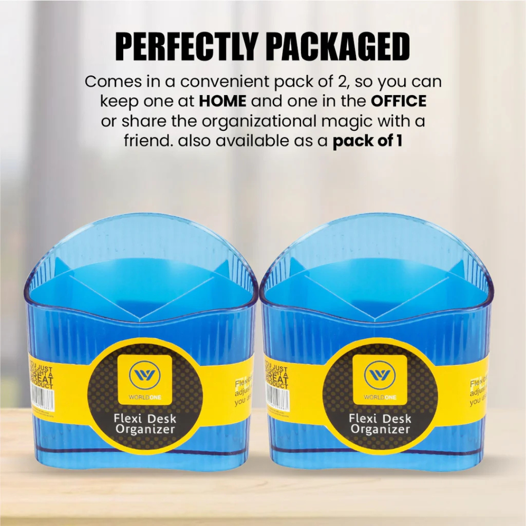 World One WPS334 Flexi Desk Organiser - Blue