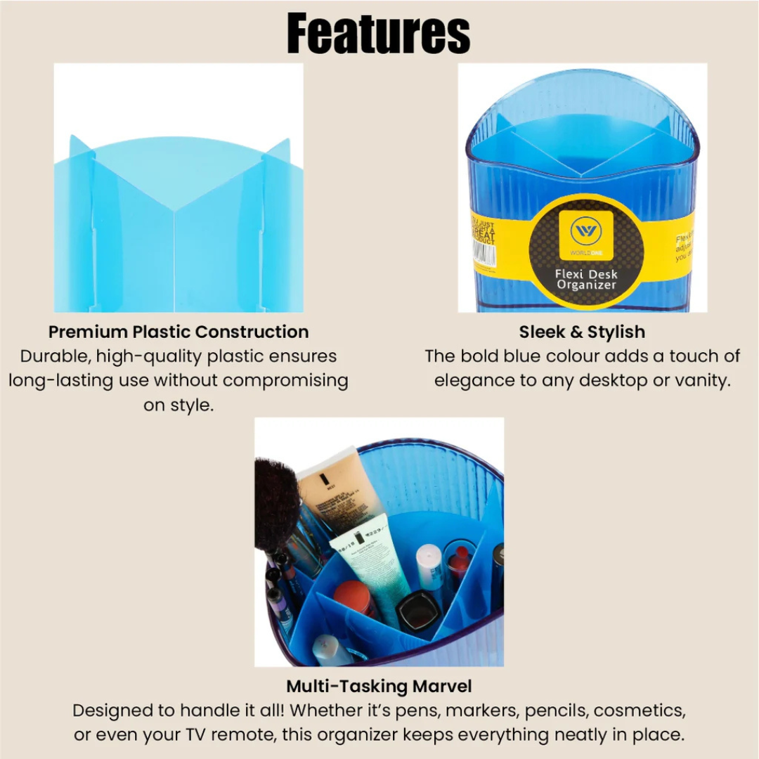 World One WPS334 Flexi Desk Organiser - Blue