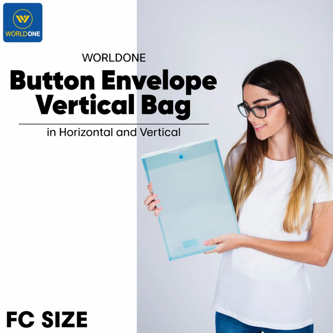 Worldone Button Envelope Horizontal Bag pack of 12