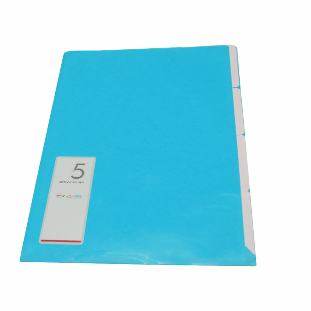 Worldone Plastic 5 Section Multicolor Folder Pack of 8