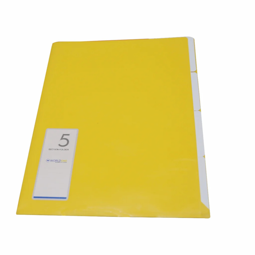 Worldone Plastic 5 Section Multicolor Folder Pack of 8