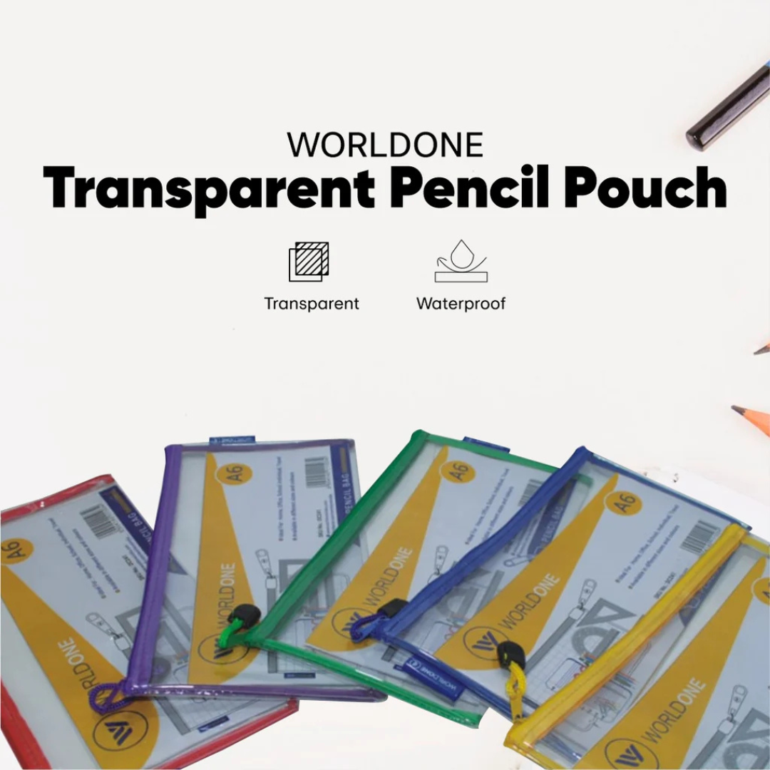 Worldone Transparent Pencil Pouch with Zipper