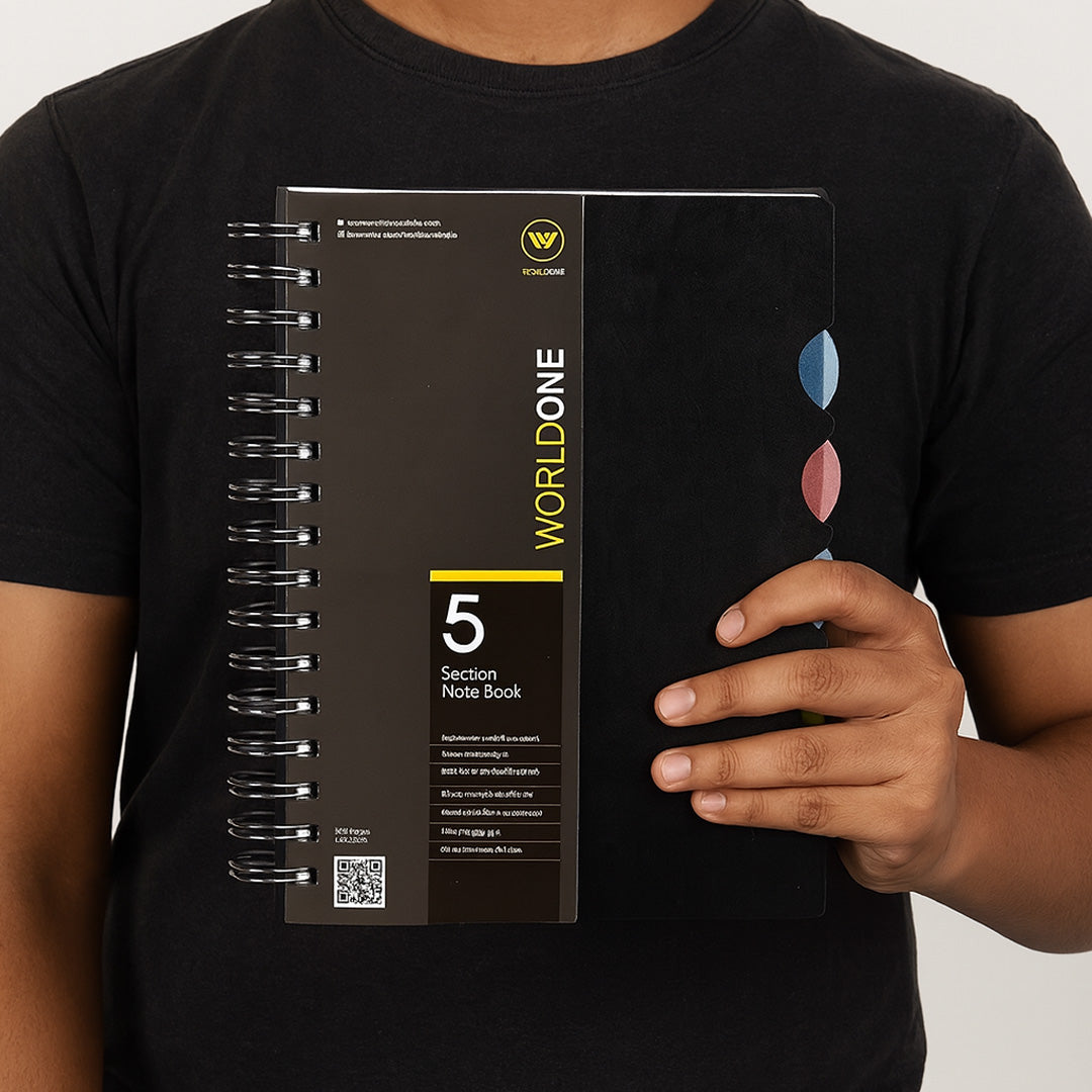Worldone 5 Section A5 Wiro Ruled Notebook