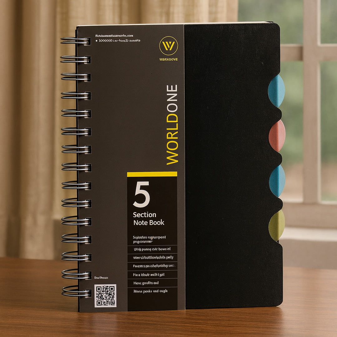 Worldone 5 Section A5 Wiro Ruled Notebook