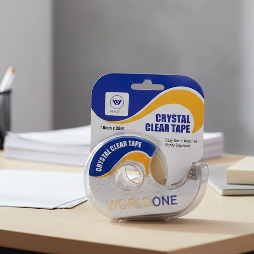 Worldone Crystal Clear Tape with Refillable Dispenser
