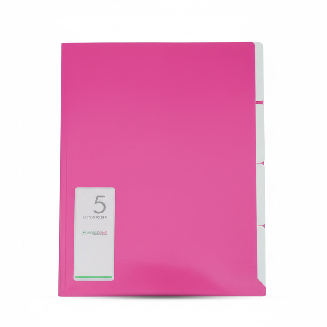 Worldone Plastic 5 Section Multicolor Folder