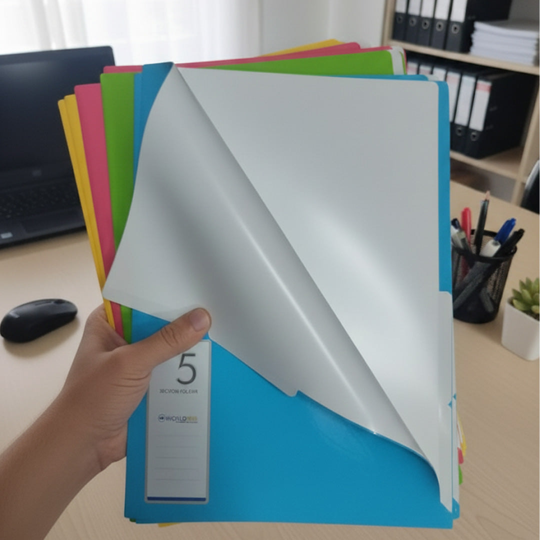 Worldone Plastic 5 Section Multicolor Folder