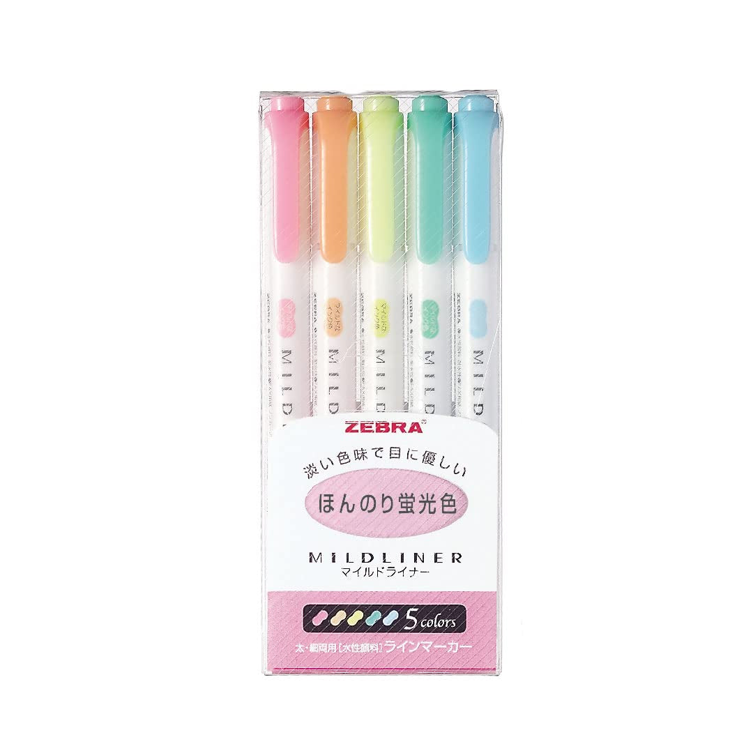 Zebra Mildliner Dual-Tip Brush Pen Set x 5