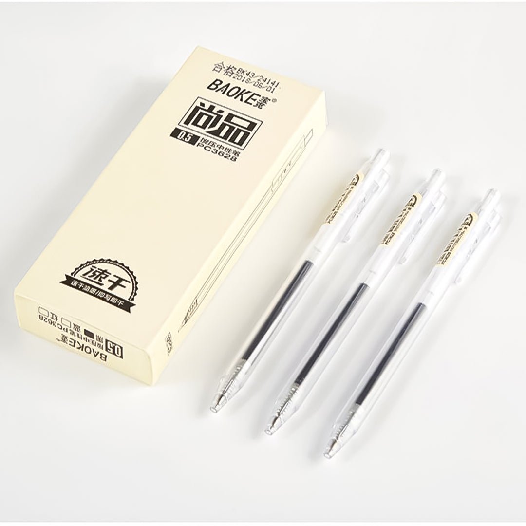 Baoke 0.5mm Black Ink Gel Pen Pack of 5 (PC 3628) - SCOOBOO - PC3628 - Gel Pens