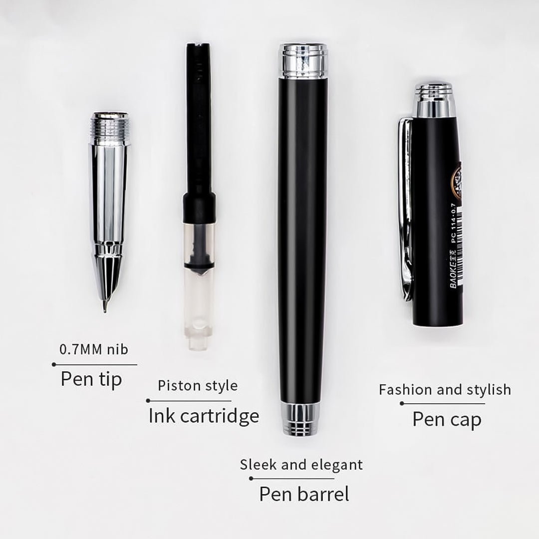 Baoke 0.7mm Black Ink Metal Shenbao Signature Fountain Pen - SCOOBOO - PC 114 - Fountain Pen