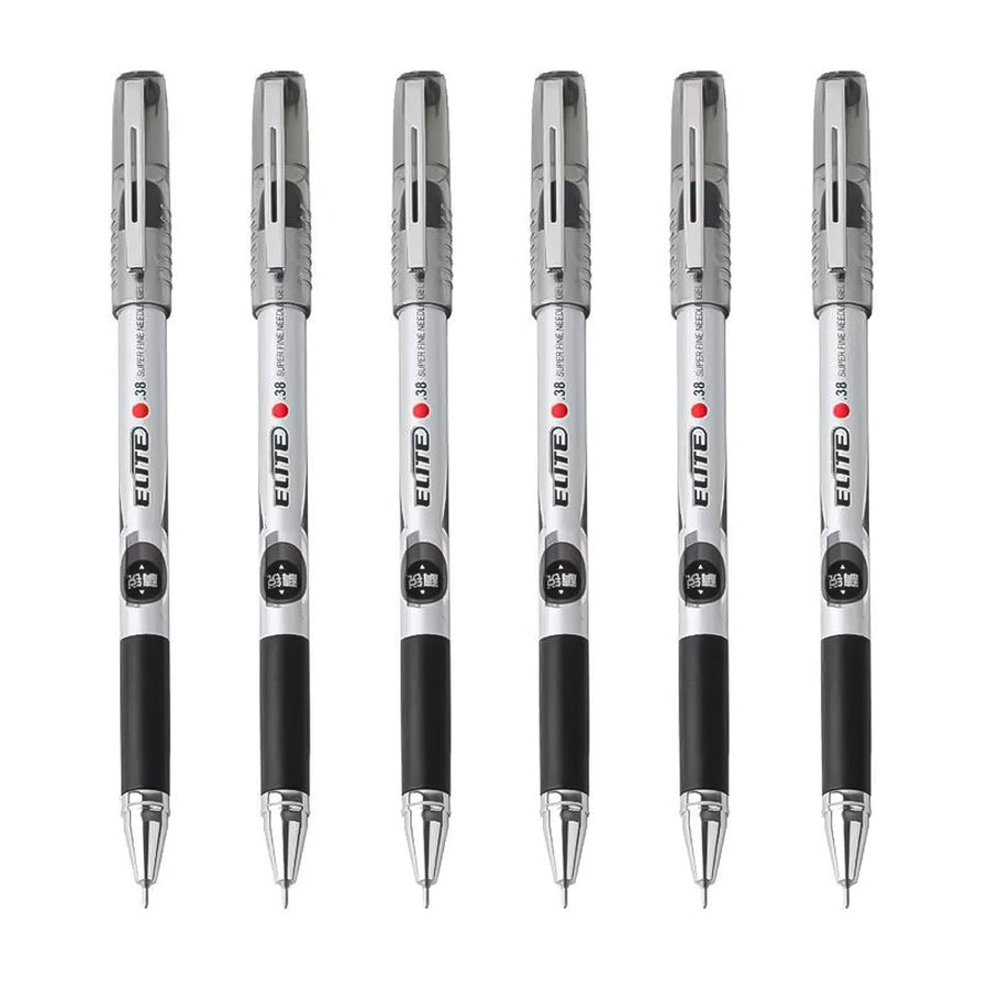 Baoke Elite Silver Body Black Ink Gel Pen-Pack Of 6 - SCOOBOO - PC2268 - Gel Pens