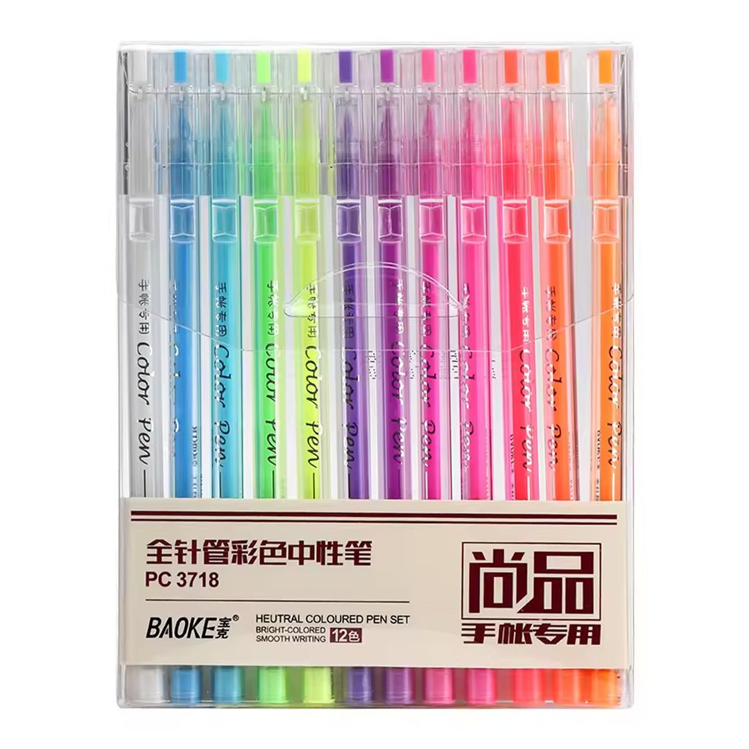 Baoke Metal Highlight Gel Pen 0.6mm (Pack of 12) - PC3718 - SCOOBOO - PC3718 - Gel Pens