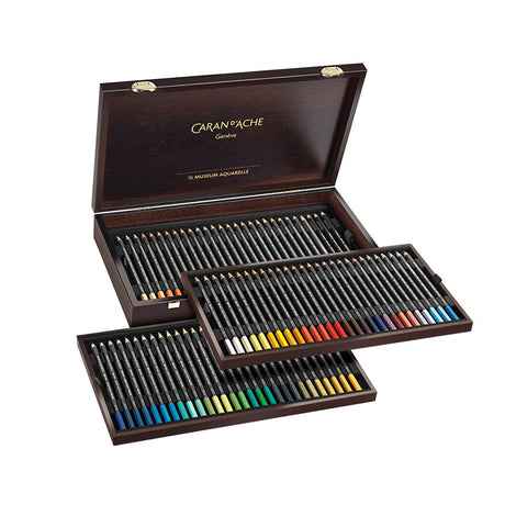 Caran d'ache Museum Aquarelle 76 color Shades Wooden Box - SCOOBOO - 3510.476 - Watercolour Pencils