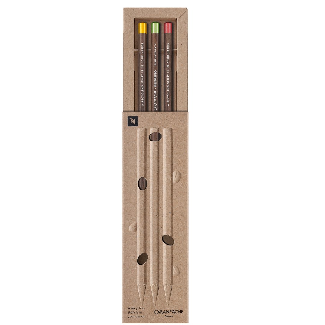 Caran D'ache Nespresso Edition Swisswood 3 Pencils - SCOOBOO - 348.100 - Pencils