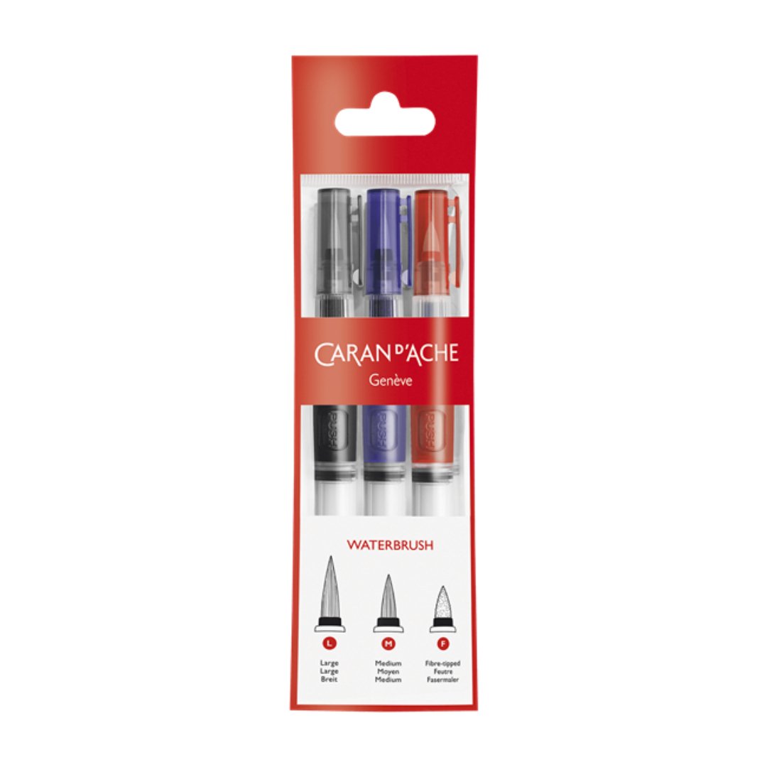 Caran D'ache Water Brush 3 Assorted With Reservoir - SCOOBOO - 115.303 - Brush Pens