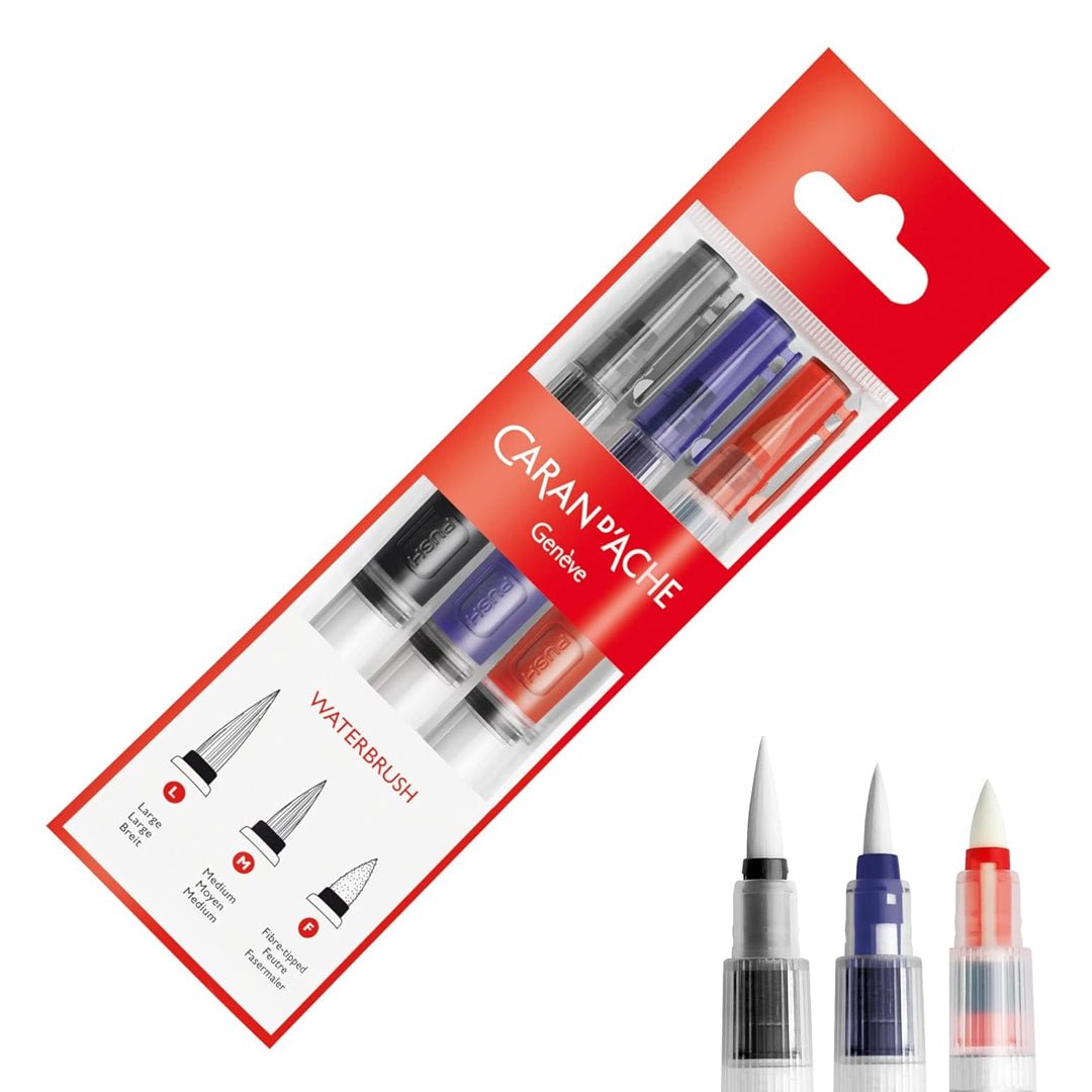 Caran D'ache Water Brush 3 Assorted With Reservoir - SCOOBOO - 115.303 - Brush Pens