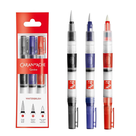 Caran D'ache Water Brush 3 Assorted With Reservoir - SCOOBOO - 115.303 - Brush Pens